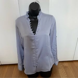 Express Slim Ruffle Covered Button Portofino Shirt | Blue | Size XS
